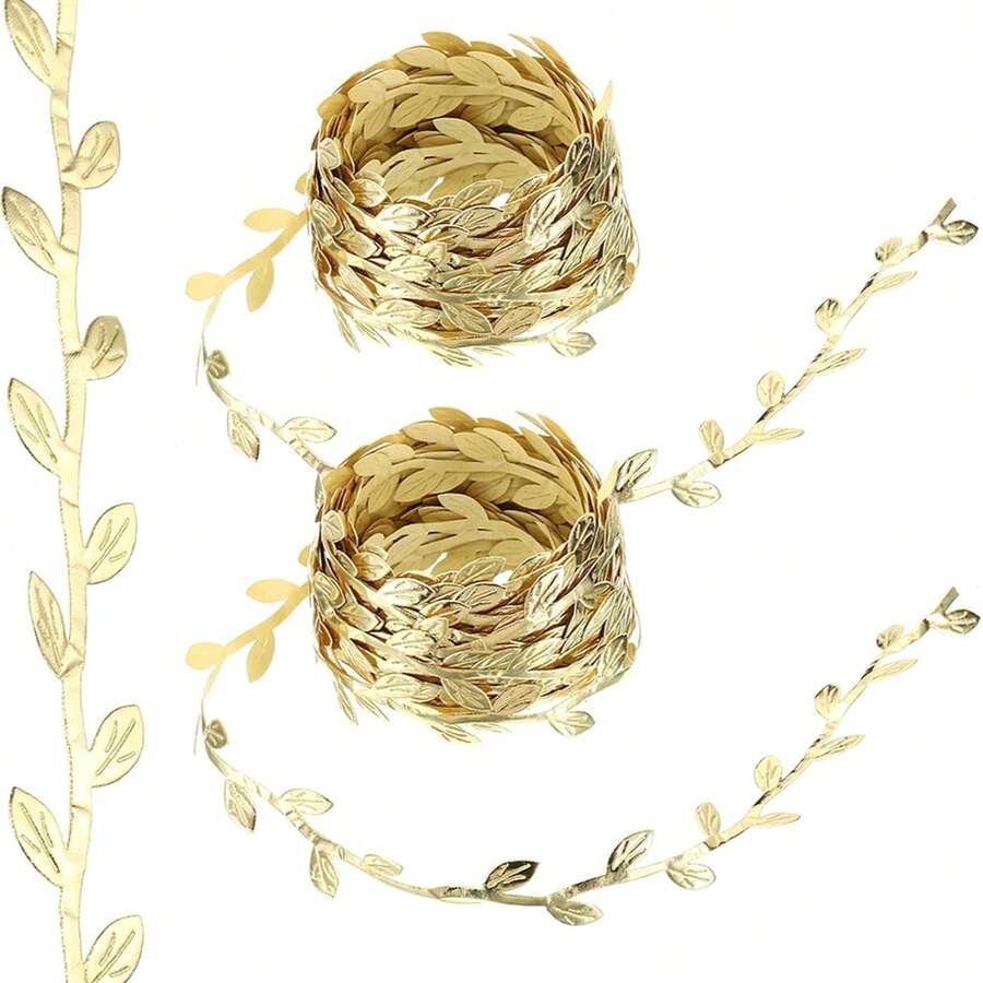 5/30meter Leaf Ribbon, Artificial Vines Foliage Rattan Leaves String Trim Ribbon Fake Plants, Flower Bouquet, For DIY Craft, Party , Home Decor, Wedding Decorations, Fall Decor, Autumn Decor, Room Decor, Kitchen Accessories, Dining Room, Bedroom Decor, Bathroom Accessories, Party Decorations, Halloween Decor, Christmas Decoration, New Year Decoration, Bride Holding Flower, Campus Decorations, Garden Accessories Outdoor