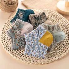 5 Pairs Mixed European & American Style Vintage Thin Socks, Embossed Palace Style, Korean, Japanese, Boat Socks, Summer - Multicolor - View 3