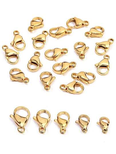 20/50pcs 6-10mm Stainless Steel Lobster Clasp Findings, Various Sizes For DIY Jewelry Making, Suitable For Necklaces, Bracelets, Anklets, Keys, Plated In Gold & Silver Color