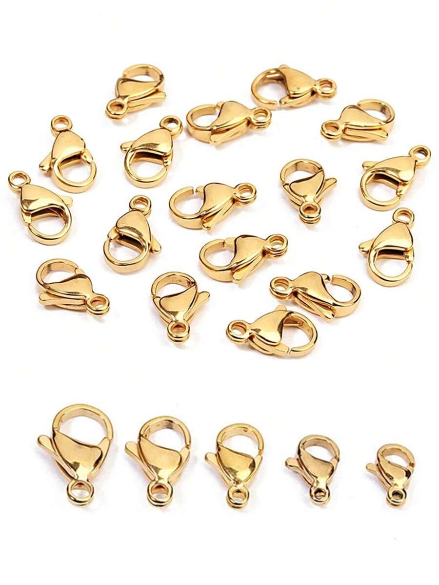 20/50 Peças Fecho Tipo Lagosta de Aço Inoxidável de 6-10mm, Diversos Tamanhos para Fabricação de Joias DIY, Adequado para Colares, Pulseiras, Tornozeleiras, Chaves, Revestido em Cor Dourada e Prateada