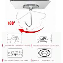 10PCS   Heavy Duty Self-Adhesive Hooks - Up To 50 Lbs (Approximately 22kg ), Transparent, Waterproof, Adhesive Wall Hooks, Suitable For Keys, Bathroom, Shower, Outdoor, Kitchen, Door, Home Renovation, Utility Tools - Random - View 4