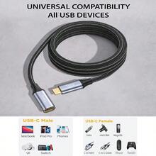 Cáp mở rộng USB C 6,6ft [USB 3.2 10Gbps] Dây mở rộng USB Type C đực sang cái 100W Sạc nhanh Truyền dữ liệu 4K @ 60Hz Thunderbolt 3.0 cho MacBook IPad Pro Hub Galaxy S23 S22 Ultra. V.v. Tương thích với IPhone 16, 16 Pro Max, 15, 15 Plus, 15 Pro, 15 Pro Max, Tương thích với Redmi, Tương thích với Bộ sạc OnePlus Sạc nhanh - 2M6.6FT - Xem 2
