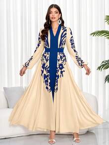 女士优雅碎花收腰连衣裙（随机印花）