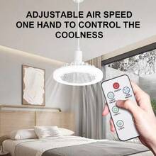 1PACK Low Profile Ceiling Fan With Light, LED Dimmable Enclosed Ceiling Fans, 3 Speeds Flush Mount Enclosed Ceiling Fan For Bedroom Kids Room Party - 白色 - 查看 6