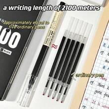 6pcs Ultra-Smooth Large Capacity Gel Pens - Black, Red, Blue Ink, 0.5mm ST Tip, Carbon Ballpoint Pens, Smooth Writing, Quick Drying, Anti-Clogging, Writing Length Approx. 2100m, Suitable For Diary, Office And School - DM - View 6