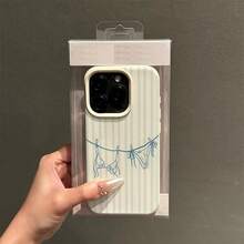 1pc TPU Material Blue Summer Bikini Stripe Pattern Phone Case Compatible With IPhone/ Phones - White - View 2