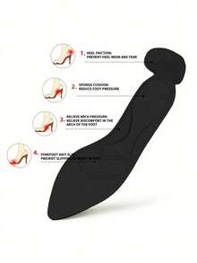 1 双女士 5D 缓震鞋垫，柔软、减震、吸湿排汗，舒适全长，适用于高跟鞋、运动鞋、休闲鞋，也是馈赠佳品。 - 黑色 - 查看 5