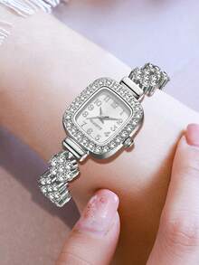 2pcs/Set Luxury Women's Alloy Strap Watch Set, Fashion Crystal Dial Quartz Watch, Suitable For Daily Wear, Great Gift - Silver - View 3