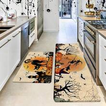 1pc Thickened 0.47 Inch/1.2cm Halloween Kitchen Mats, Moon Background Pumpkin Pattern Kitchen Mat, Perfect For Halloween, Day Of The Dead & Easter Decor, Non-Slip, For Bedroom, Living Room, Laundry, And Bathroom ﻿ Halloween Party - Multicolor - View 5