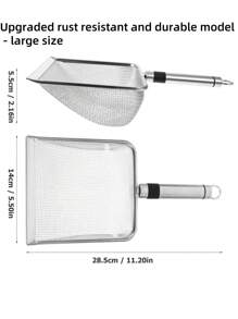 Cat Litter Scoop Stainless Steel Mesh Scooper Long Handle Deep Shovel Non-Stick Coated Metal Litter Scoop For Litter Box Kitten Pooper Lifter