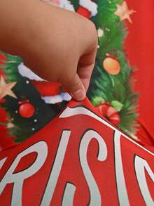 1 buc/4 buc/6 buc/20 buc Husă de scaun cu imprimeu de mătase de Crăciun, protecție anti-praf pentru scaun, elastică, imprimată pentru sărbători, potrivită pentru birou, sufragerie, hotel, scaune pentru evenimente, brad de Crăciun, om de zăpadă, clopoțel de Crăciun, Moș Crăciun, distracție de Crăciun - Roșu și cyan - Vizualizare 6