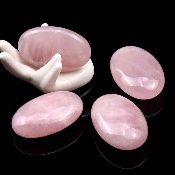 1pc Pink Oval Spa Massage Stone, Hot/Cold Therapy Palm Stone, Beauty Salon Skin Care Massage Tool,School,Back To School,Travel,Travel Essentials,Home Essentials,Spa,Massage Tool,Massage,Massager,Spa