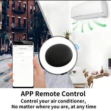 Control remoto inteligente WiFi con graffiti, control remoto inteligente para el hogar universal, control de un solo botón para aire acondicionado, TV, DVD, CD, audio, TV satelital, etc., compatible con Alexa y Assistant, control a través de la aplicación Smart Life, sin necesidad de hub - Negro - Ver 7