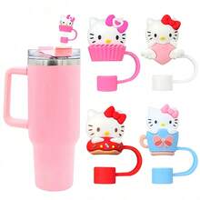Sanrio Lindas tapas de silicona para pajitas, aptas para vasos a cuadros con pajitas, tapas para pajitas compatibles con tumblers de 30oz y 40oz, adorable protector de tapa de silicona, se ajusta a accesorios de vasos de 0.4 pulgadas/10mm