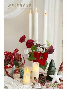 Caja combinada de flores artificiales rosas para decoración de bodas, flores falsas para decoración, flores de seda para decoración de interiores, flores para pastel, flores falsas para manualidades - Feliz Navidad Rojo - Ver 8
