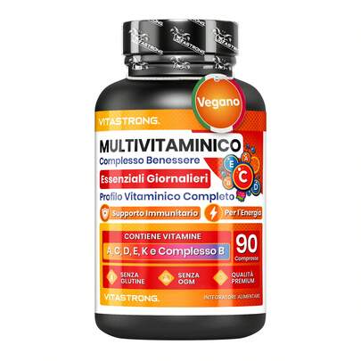 Vitastrong متعدد الفيتامينات كامل، 13 فيتامين أساسي عالي الجرعة، متعدد الفيتامينات للرجال والنساء مصنوع في إيطاليا، مكمل غذائي متعدد الفيتامينات نقي ومعتمد، متعدد الفيتامينات