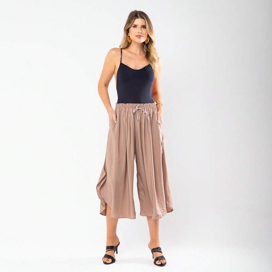 JIN SER Pentacurt Viscose Skirt Has Pocket - Khaki - View 1