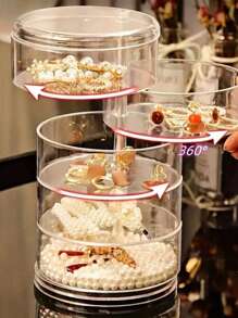 1pc 3/4/5-Tier Multi-Layer Rotating Jewelry Organizer, Suitable For Earrings, Hair Clips, Headbands, Etc. It's A Simple And Elegant Jewelry Organizer, Ring Holder, Necklace Storage Box, And Rotating Jewelry Rack. Ideal For Storing Small Jewelry Items Such As Earrings, Rings, Necklaces, Bracelets, Lipsticks, Watches, Nail Art Accessories, Pendants, And Hair Clips. It's A Jewelry Display And Storage Solution.