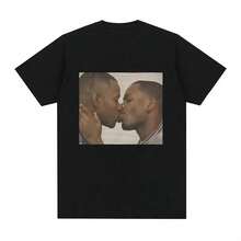Funny Two Men Kissing Meme Tshirt Womens Fashion Hip Hop Retro Tshirt Casual Loose Short Sleeve Tshirt Top - Black - View 1