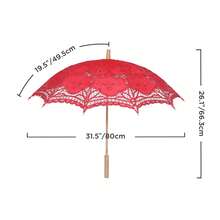 BABEYOND Lace Umbrella Parasol Vintage Wedding Bridal Umbrella For Decoration Photo Lady Costume 1920s Party (Red) - 紅色 - 查看 5