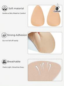 3/5 Pares de Sutiãs Invisíveis Sem Costura com Efeito Push-Up Plus Size, Elevação do Busto, Adequado para Tamanhos B-E, Sutiãs Adesivos Sem Alças e Sem Costas, Adequado para Vestidos de Casamento e Festa