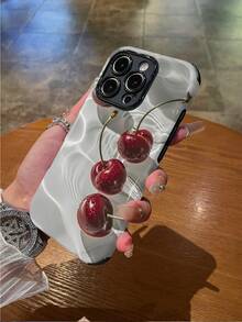 1pc Minimalist Cherry Pattern Shockproof, Anti-Slip, Soft TPU + PC 2-In-1 Phone Case Compatible With IPhone 11/12/13/14/15/16/16 Plus/16 Pro/16 Pro Max - Multicolor - View 3