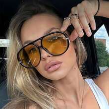 HYCHIC Women's Traditional Aviator Sunglasses Droplet Metal Ball Temple Ends Lightweight UV400 Fits More Face Shapes Fashion Focus Street Style - A11-淺玳瑁色/2棕色 - 查看 2