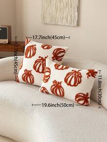 1pc Thanksgiving Beige Pumpkin Embroidered Throw Pillow Cover, Suitable For Indoor Decor, Harvest Festival Decorative Pillow Cover, Pillow Insert Not Included - Beige - View 4