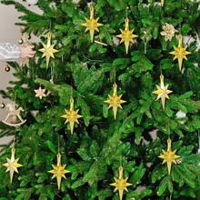 12 Pcs Premium Star Of Bethlehem Christmas Ornaments Set -Shatterproof Plastic Hanging Tree Decorations For Xmas Party, Church & Home Holiday Decor - Gold Glitter Star-Shaped Ornament Collection - Perfect Christmas Alternative, Holiday Gift Decor For Winter Festival, Advent Wreath, Mantel & Window Display - Durable Lightweight Unbreakable Xmas Decor For Indoor Outdoor Use