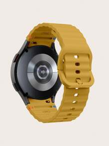 1pc Yellow Silicone Contrast Color Stitching Wave Pattern Smart Watch Strap Compatible With Samsung Galaxy Watch 4/5/6/7 40mm/42mm/43mm/44mm/45mm/46mm/47mm/5 Pro