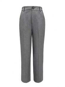 女士修身休闲工作裤，秋冬春季 - 灰色 - 查看 3