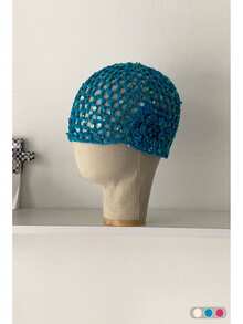 1 件带亮片字母的黑色标签。手工钩编镂空亮片便帽，时尚复古百搭轻便透气针织帽，适合春夏季节 - 針織帽 - 查看 15