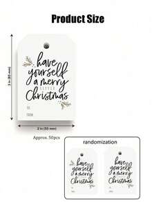 50个/包 圣诞快乐迷你标签，金色和黑色，非常适合节日、派对和庆祝活动 - 是完美的节日礼物！ - 白色 - 查看 5