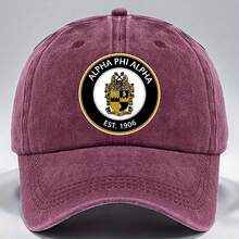 Alpha Phi Alpha Fraternity Washed Baseball Cap, Polyester, Adjustable Size, Lightweight, Printed Occasion Theme, Machine Washable, Multi-Color Options - 黑色 - 查看 10