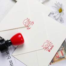 1 套英语和德语教师印章，彩色鼓励短语，用于评分、家庭作业、课堂管理，耐用 ABS 材料 - 非常适合学校和办公室使用