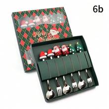 Set di posate natalizie, regali di Natale, set portatile da 2 pezzi/4 pezzi/6 pezzi in acciaio inossidabile 304, set di posate riutilizzabili con cucchiaio e forchetta, con scatola di stoccaggio, adatto per picnic e uso quotidiano, accessori da cucina