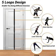 1PC 5m Length Door Anchor Strap For Resistance Bands Exercises Multi Point Anchor Portable Exercise Band Without Punching Space Saving Home Workouts Equipment Hole-Free Installation Portable Home Exercise