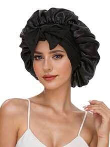 1pc Luxurious Satin & Silk Bonnet For Sleeping - Adjustable Comfort Fit With Tie Band - Unisex Night Hair Protection For Men & Women Home Bathroom Decor Spring Summer Autumn Winter Shower Towels For Beauty Salon, Hotel Sports,Home Essentials, Towel, Skin Care