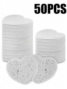 10/20/30/50 Stücke herzförmige komprimierte Gesichts-Reinigungsschwämme, für die Gesichtsreinigung, Massage, Peeling, Gesichtsmaske, Make-up-Entfernung - ultra-weicher exfolierender Make-up-Entferner für tiefe Reinigung, parfümfrei, unisex, Reise-Hautpflege-Grundbedarf, Herzdesign, sanftes Scrub-Material