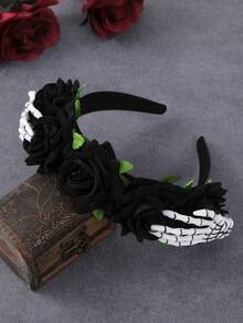 1 faixa de cabeça de aba larga com formato de osso de esqueleto de Halloween, estilo gótico escuro e engraçado, atmosfera de terror, faixa de cabeça personalizada, acessório de cabelo para mulheres, acessórios de cabelo, acessórios para festivais, faixa de cabelo, arco de cabelo, faixa de cabelo para mulheres, acessórios de beleza para casa, presentes para mulheres, acessório de cabeça - Multicolorido - Ver 9