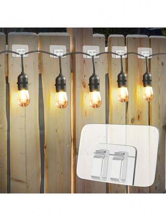 30pcs Outdoor String Light Hooks, No Tools Needed, Hole-Free, Waterproof, UV-Resistant, Ideal For Hanging Christmas Lights, Halloween Decor Hooks, Patio, Garden, Balcony Decor, Cable Management And Rope Organization