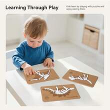 儿童恐龙化石嵌入式拼图，儿童认知拼图，动物恐龙3D毛毡拼图，形状匹配，早教，积木拼装玩具，考古游戏 - 彩色 - 查看 5