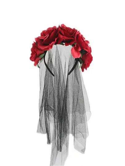 1pc Women's Mexican Rose Flower Headband, Halloween Party Hair Accessory, Hair Accessories, Festival Accessories, Hair Band, Hair Hoop, Hairband For Women, Autumn Outfits ,Head Piece