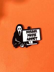 5/10 件万圣节亚克力工艺品 DIY 配件，有趣个性化风格恐怖尖叫骷髅、乌鸦、心形、棺材、刀形耳环、项链吊坠、悬挂装饰 - 黑色 - 查看 2