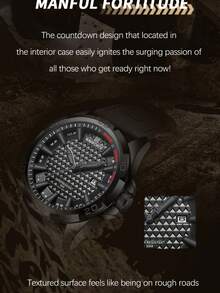 NAVIFORCE 男士時尚石英腕錶 真皮錶帶 運動防水手錶 附日期功能 - 黑灰 - 查看 9