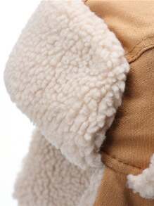 1pc Men's Goggles & Earflap Hat, Thick Windproof Outdoor Ski Hat, Warm Versatile Cold Weather Cap, Loose Fit