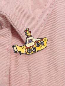 1枚卡通摇滚乐队黄色潜水艇胸针，音乐徽章装饰，可作包包、衣夹等，秋冬季配饰，适合青少年、青年、男士，休闲、户外、运动、度假、毕业礼物、生日、日常佩戴，万圣节饰品、服装配饰、包包挂饰、办公配饰、圣诞节饰品