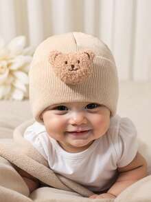 1 chiếc mũ len hình gấu cho bé trai và bé gái từ 0-12 tuổi, mũ len giữ ấm cho trẻ em - 1PC - Xem 18