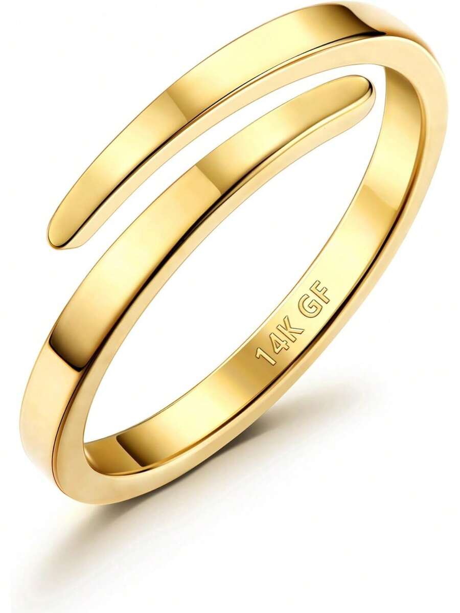 Milacolato 14K Gold Filled Rings For Women - Non Tarnish Gold Wedding Bands | Waterproof Stackable Thumb Rings | Open Twist Adjustable Rings Size 5 To 10 - Nhiều màu - Xem 1