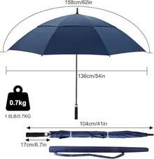 Paraguas de Grandes,Paraguas de Pro-Line de Gran Tamaño con Doble Toldo Ventilado a Prueba de Viento Impermeable para Hombres y Mujeres - azul - Ver 3